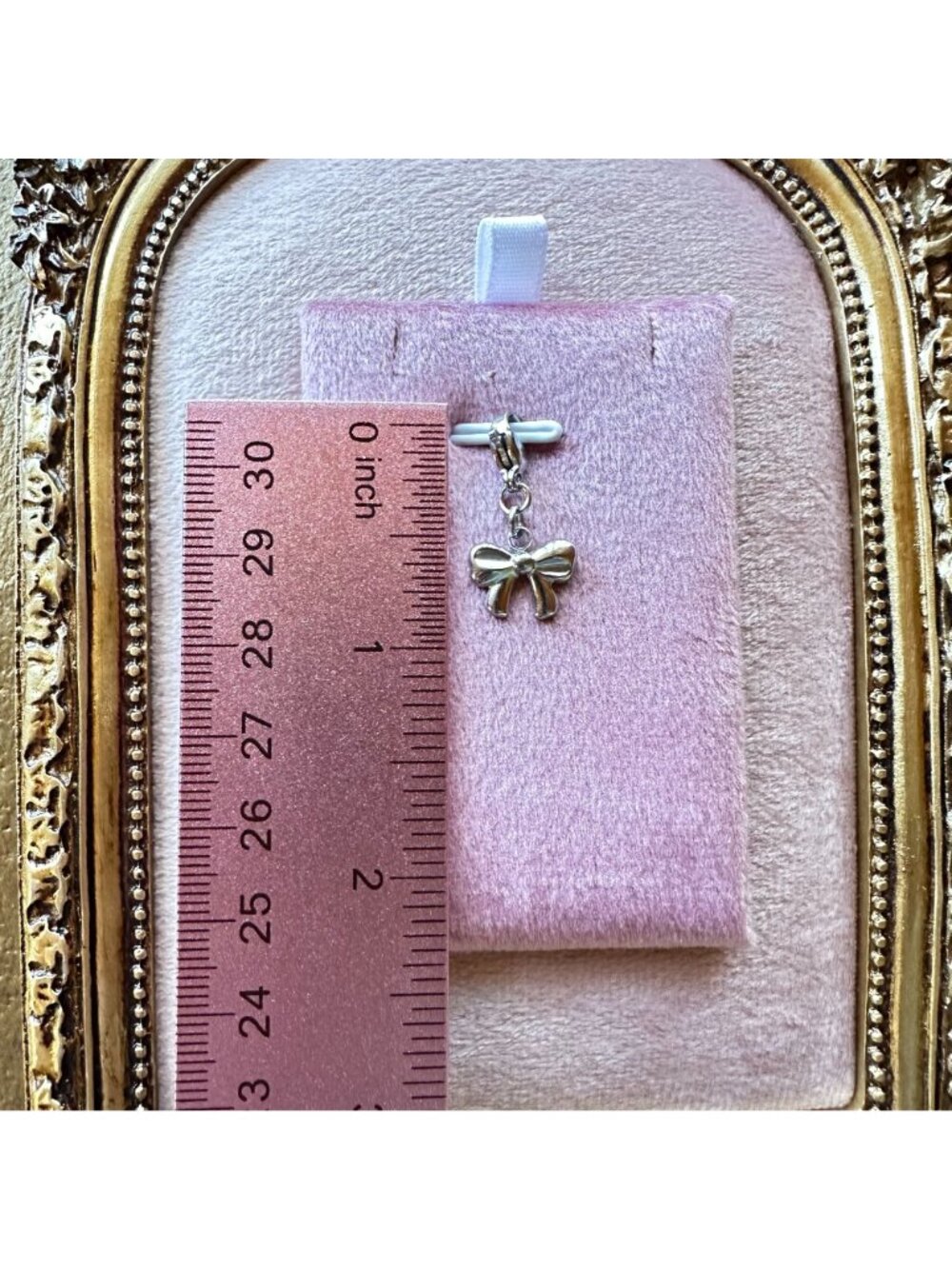 Stainless Steel Bow Charm With Lobster Clasp - Hypoallergenic Waterproof - Picture 2 of 13